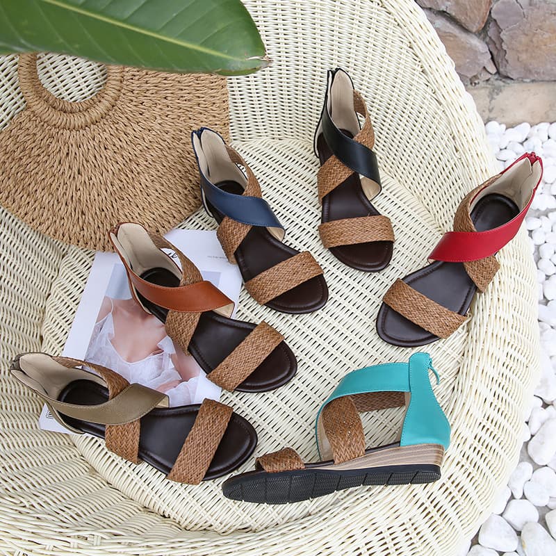Retro sandals wedge heel, casual footwear, Collection Year 2022, boho style 5