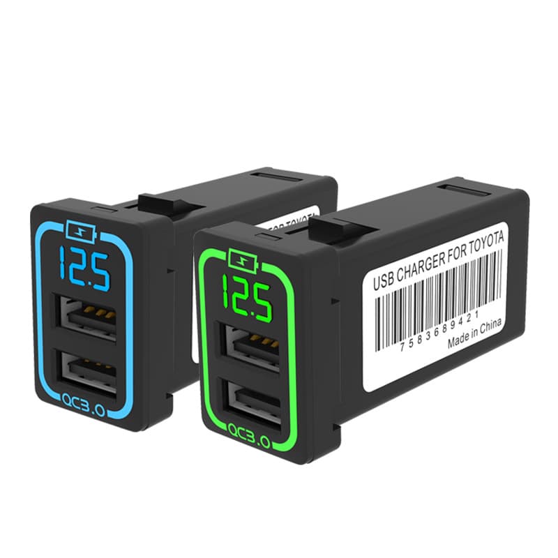 Suitable for Toyota Ralink dual engine Corolla dual usb plug u voltage display car charger car fast charging cigarette lighter 5