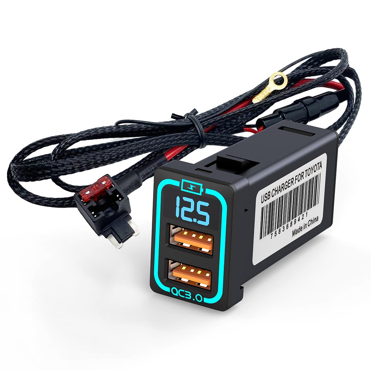 Suitable for Toyota Ralink dual engine Corolla dual usb plug u voltage display car charger car fast charging cigarette lighter 1