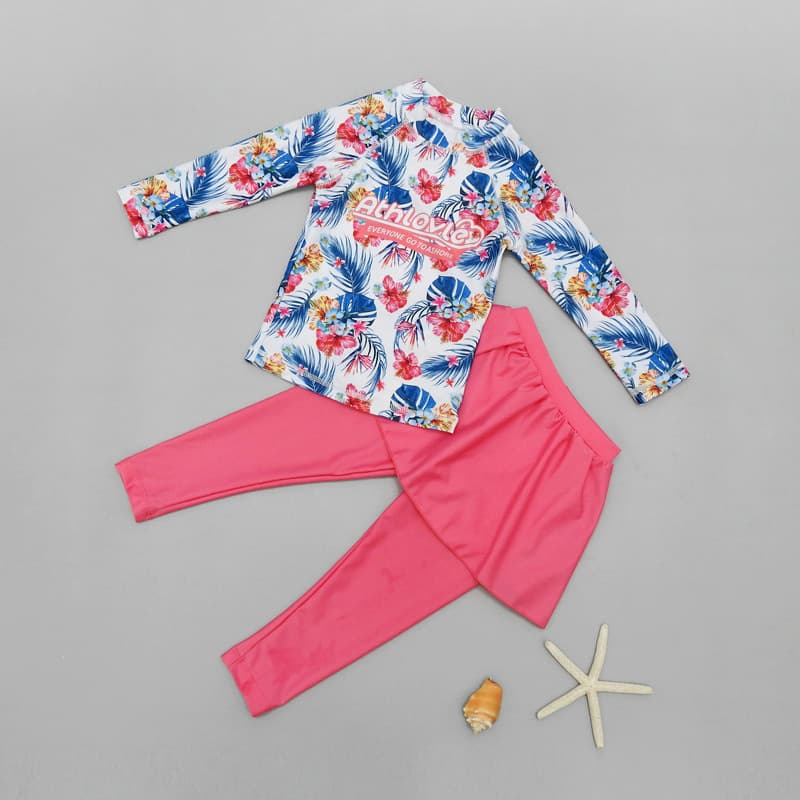 Children's swimwear, long-sleeve, quick dry trousers, sun protection, for teenagers 2