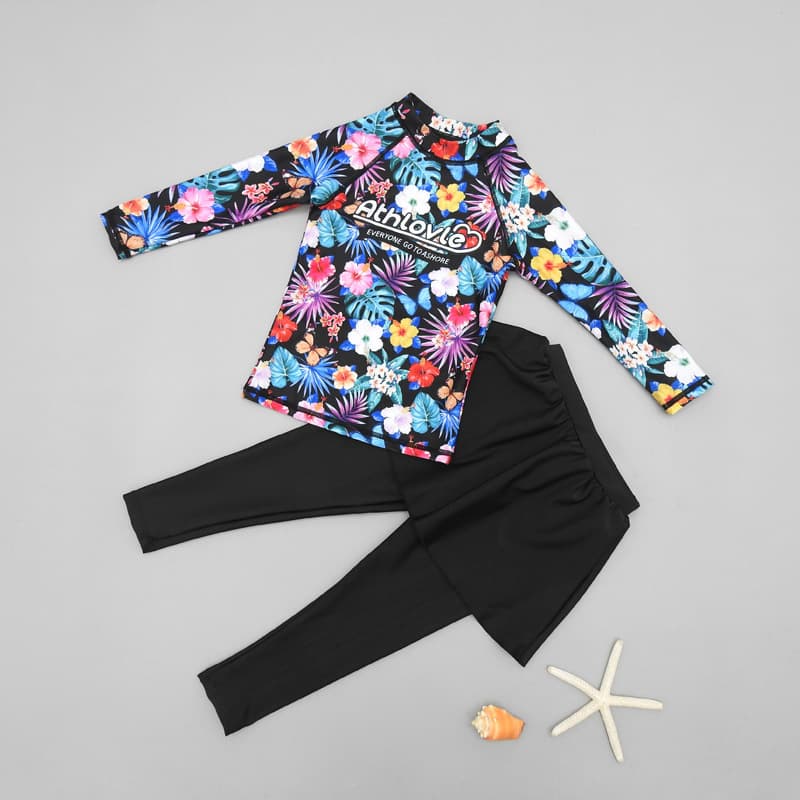 Children's swimwear, long-sleeve, quick dry trousers, sun protection, for teenagers 4