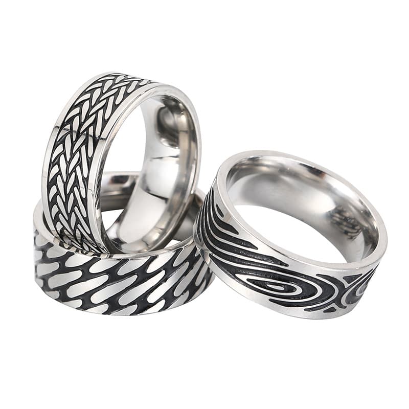 Huayue Retro Fashion Ring - Stainless Steel, Simple Elegant Design 3