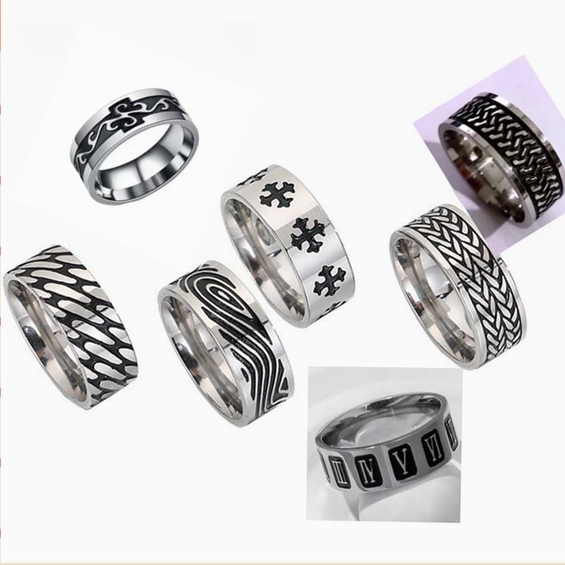 Huayue Retro Fashion Ring - Stainless Steel, Simple Elegant Design 1