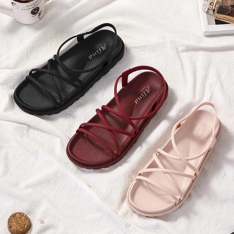 Mesh romantic and delicate beach sandals for leisure for students platform flat, Collection Year 2024, internet celebrity 2