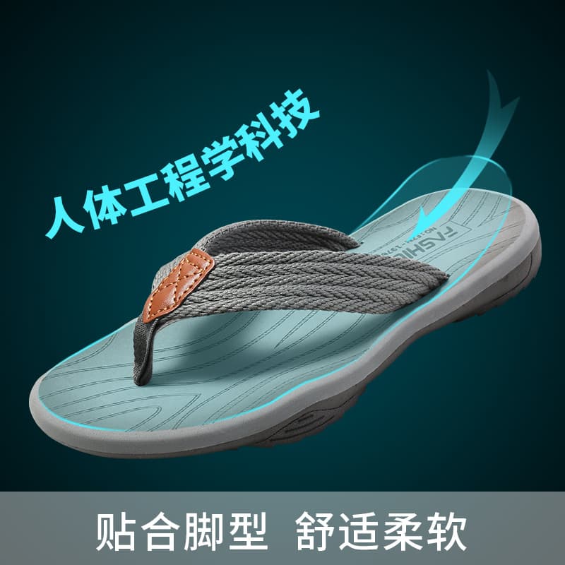 (Cross-border trading), fashionable flip flops, casual beach slippers, soft sole, for beloved, suitable for outdoor wear, with toe post 2