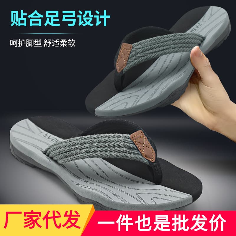 (Cross-border trading), fashionable flip flops, casual beach slippers, soft sole, for beloved, suitable for outdoor wear, with toe post 1