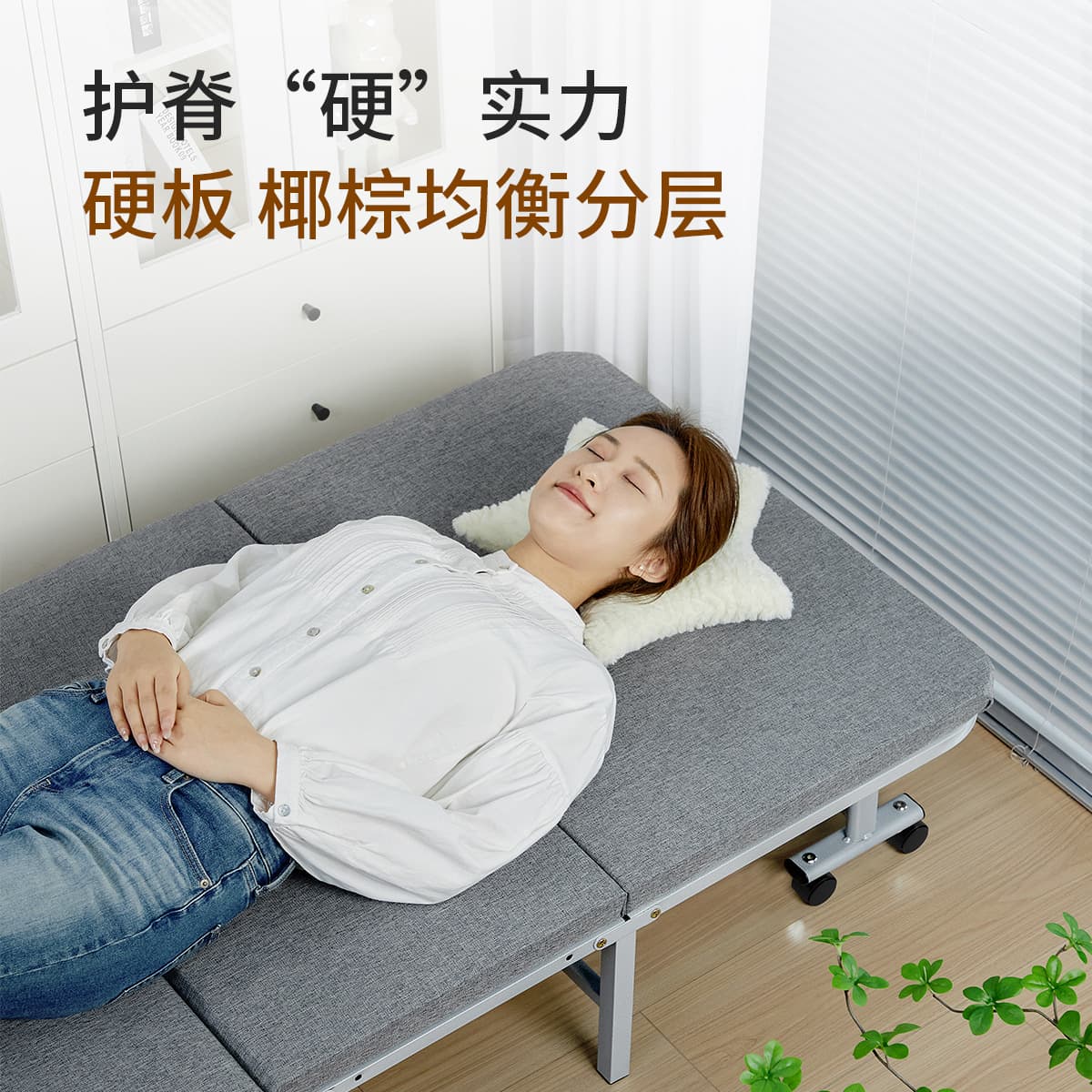 Swissda folding bed for home lunch nap office Swissda single camp bed simple hard back bed 2