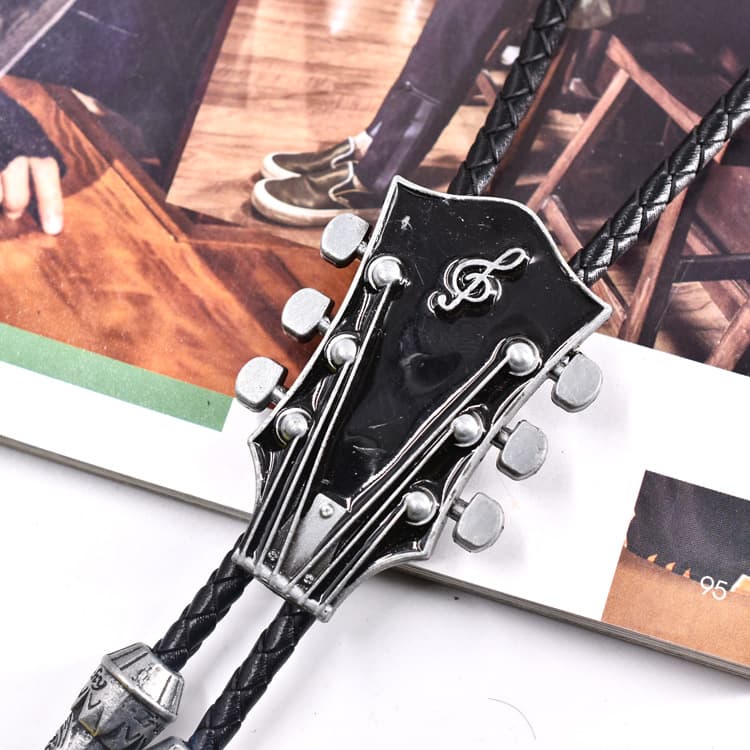 Guitar, musical instruments, universal adjustable bow tie, music necklace, European style, genuine leather 2