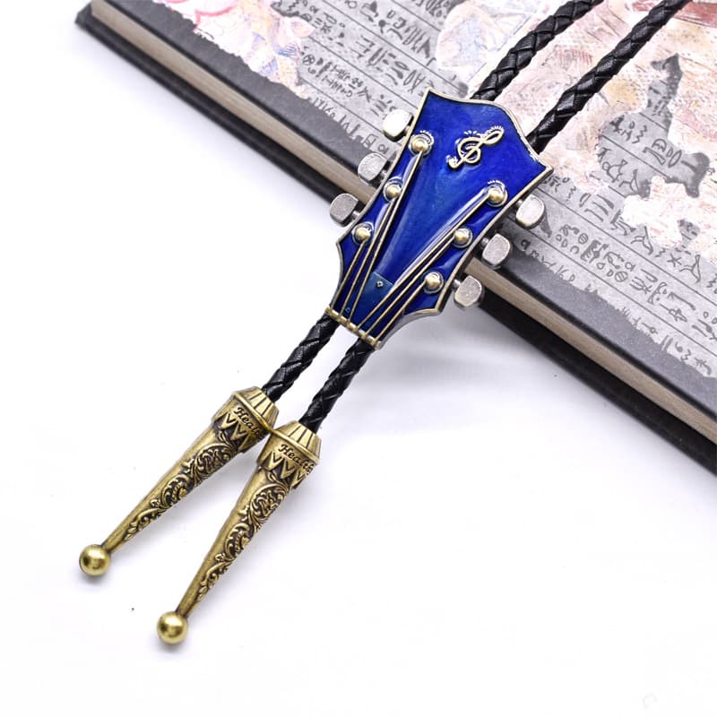 Guitar, musical instruments, universal adjustable bow tie, music necklace, European style, genuine leather 3