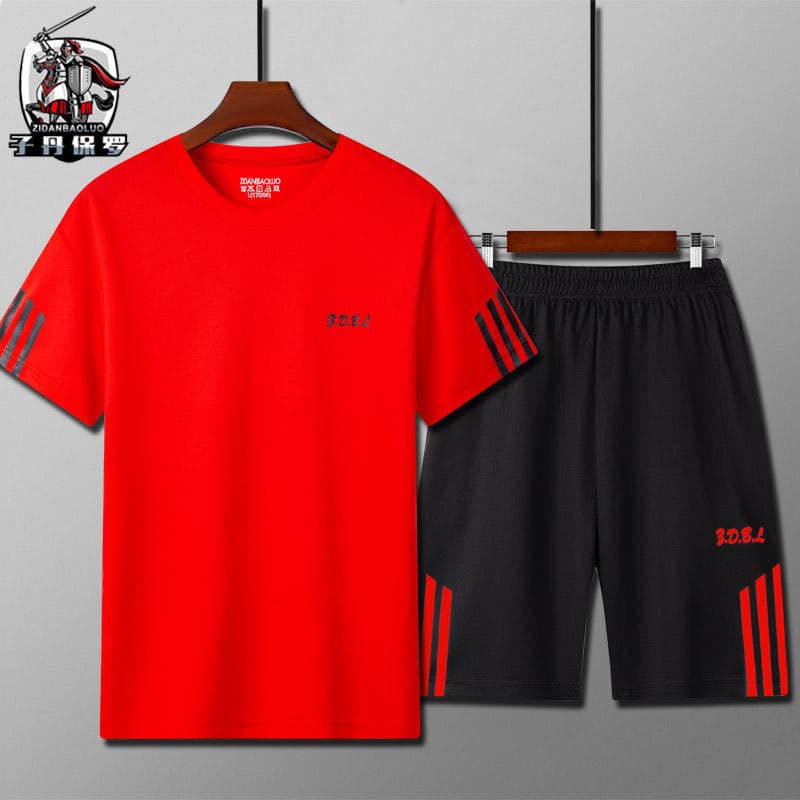 Men's sports suit, quick dry shorts for leisure, T-shirt, for running, Korean style 3