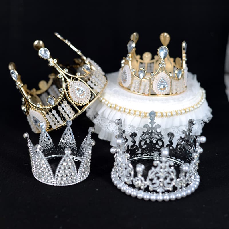 European Queen Crown Cake Decoration Plastic Plastic Diamond Pearl Wedding Festival Birthday Flower Crown Wholesale 3