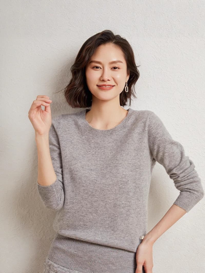(Cross-border trading), demi-season base body-friendly knitted sweater with a round collar, oversize, plus size 2