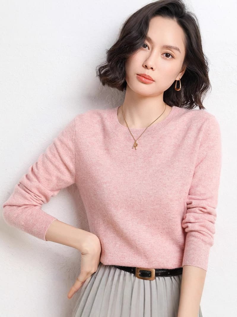 (Cross-border trading), demi-season base body-friendly knitted sweater with a round collar, oversize, plus size 3