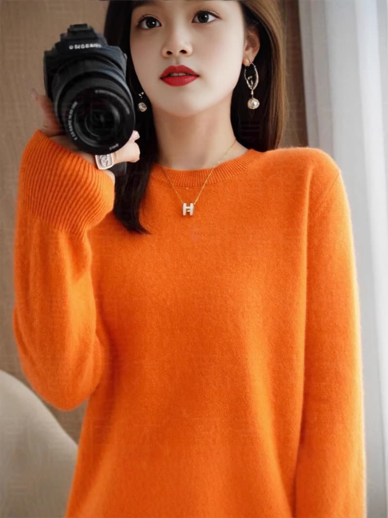(Cross-border trading), demi-season base body-friendly knitted sweater with a round collar, oversize, plus size 5