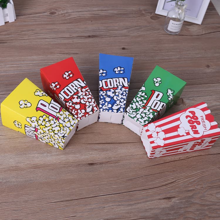 Packaging popcorn carton folding popcorn box popcorn bucket disposable food carton square packaging carton 4