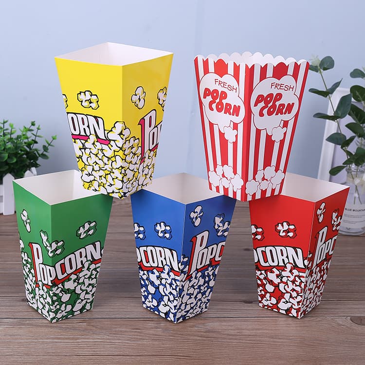 Packaging popcorn carton folding popcorn box popcorn bucket disposable food carton square packaging carton 1