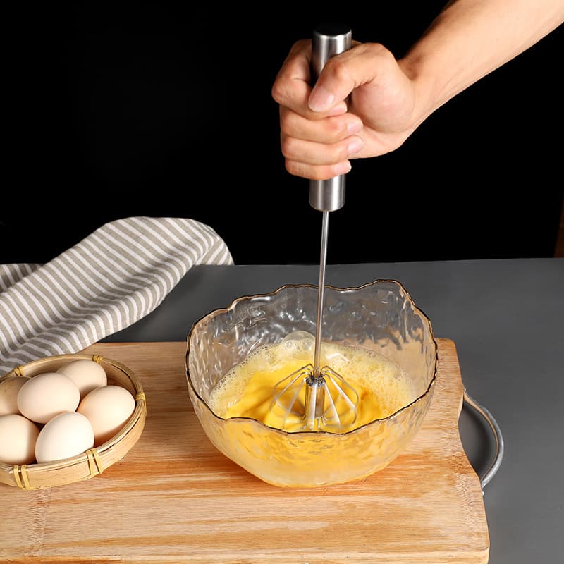 Baking tools egg beater stainless steel thick mixer semi-automatic egg beater manual mini silicone beater 4