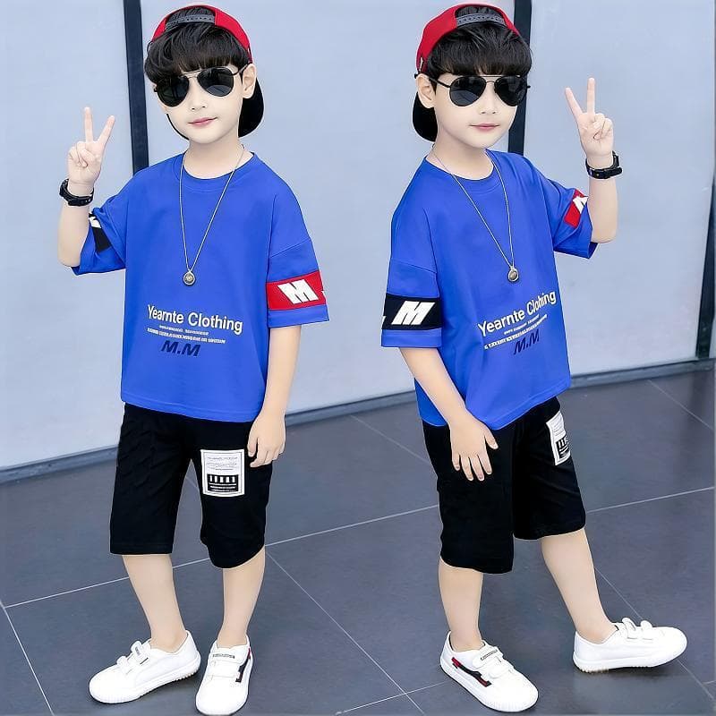 Summer summer clothing, set, children's short sleeve T-shirt for boys, for teenagers 2