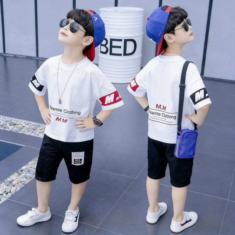 Summer summer clothing, set, children's short sleeve T-shirt for boys, for teenagers 4