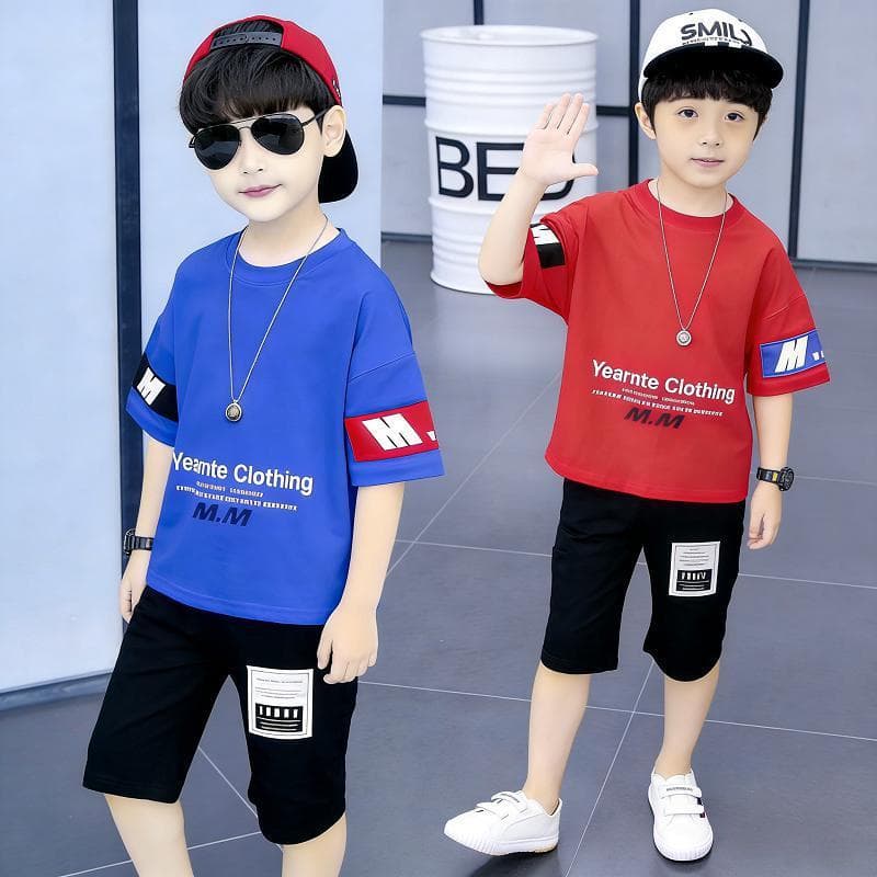 Summer summer clothing, set, children's short sleeve T-shirt for boys, for teenagers 1