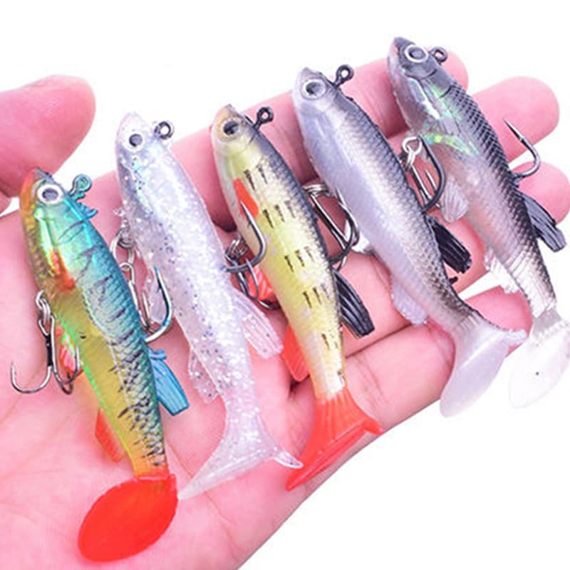Barbus bionic bait fake bait dual hooks, bionic night light Luya tail soft bait padding lead fish wholesale simulation Luta bait 2