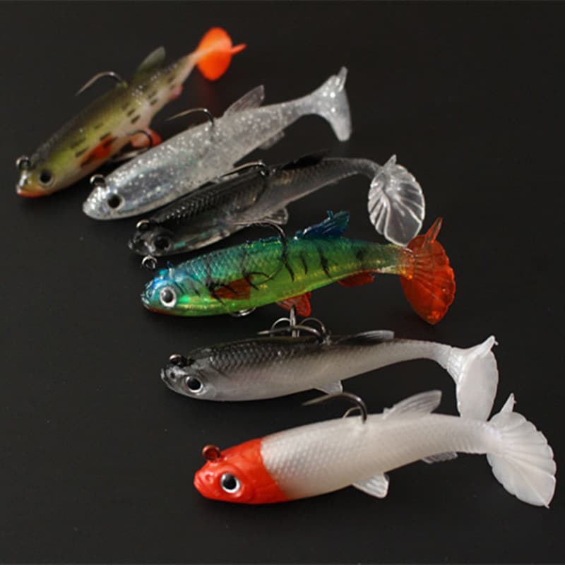 Barbus bionic bait fake bait dual hooks, bionic night light Luya tail soft bait padding lead fish wholesale simulation Luta bait 3