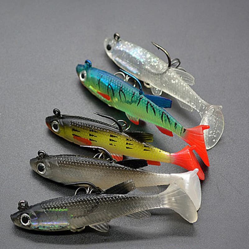 Barbus bionic bait fake bait dual hooks, bionic night light Luya tail soft bait padding lead fish wholesale simulation Luta bait 4