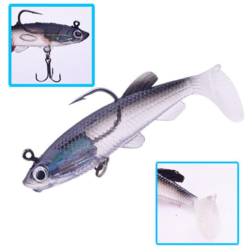 Barbus bionic bait fake bait dual hooks, bionic night light Luya tail soft bait padding lead fish wholesale simulation Luta bait 5
