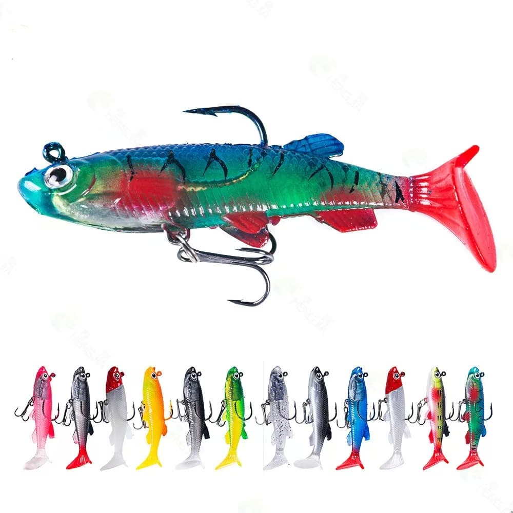 Barbus bionic bait fake bait dual hooks, bionic night light Luya tail soft bait padding lead fish wholesale simulation Luta bait