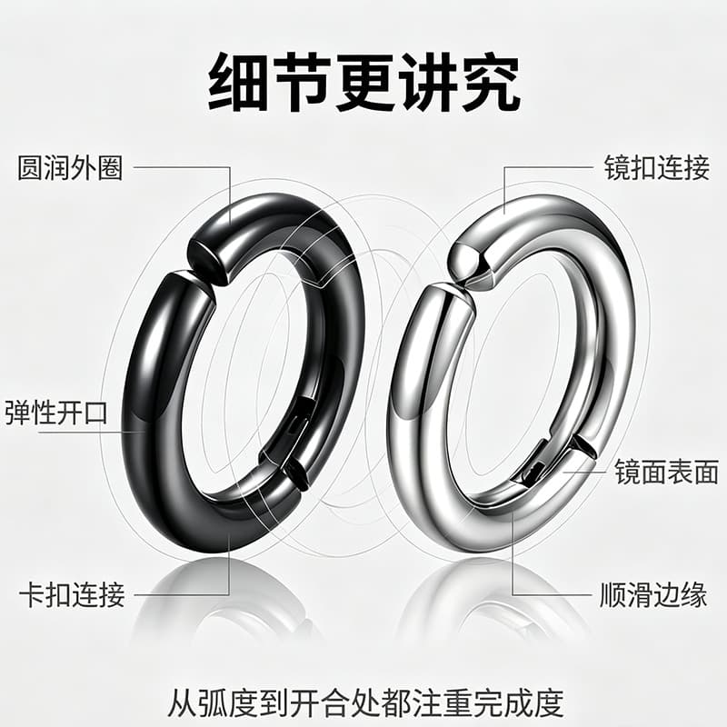 Pausalina Stainless Steel Men's Ear Clips - Geometric Design 4