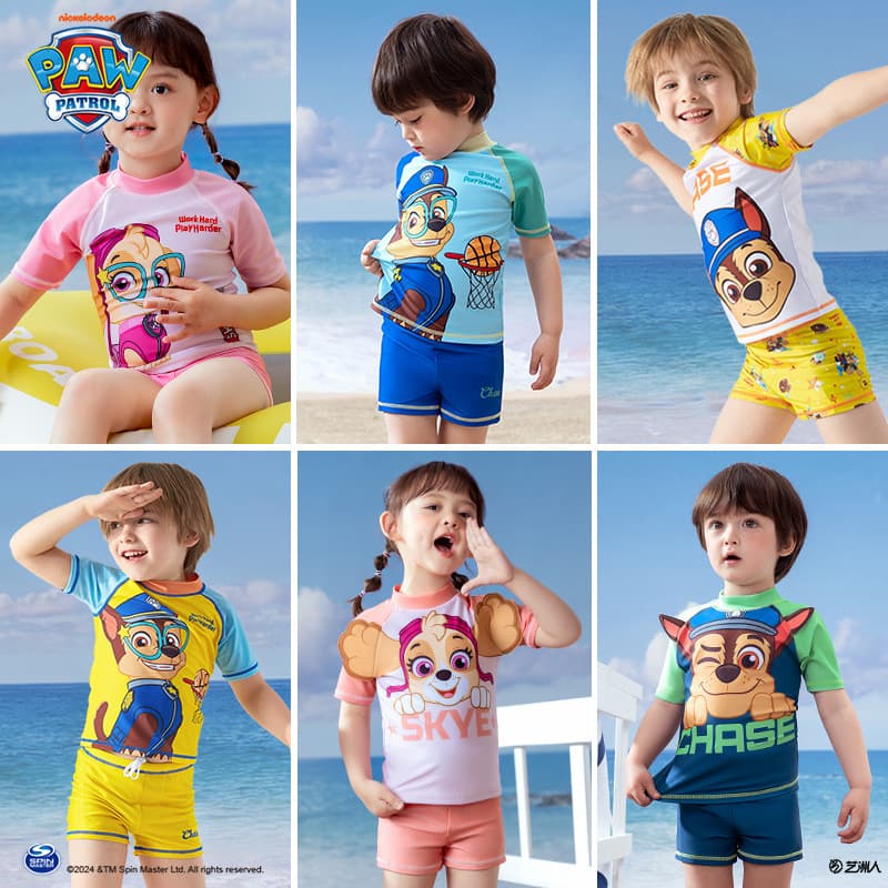 Children's swimwear, shorts, cartoon cute set, with short sleeve, 2 pieces, print 1