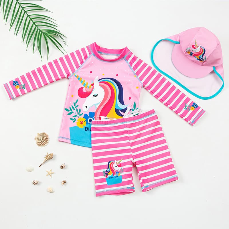 Children's swimwear, split cartoon long-sleeve girl's