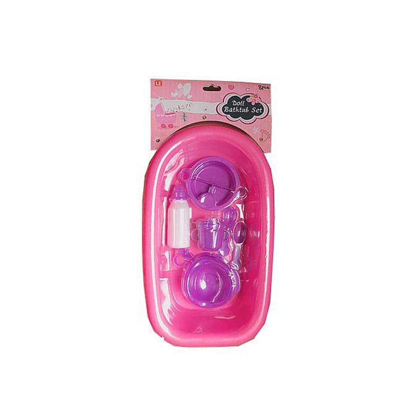 Plastic children's toy, small tub for bathing, feeding bottle, tableware, set 2