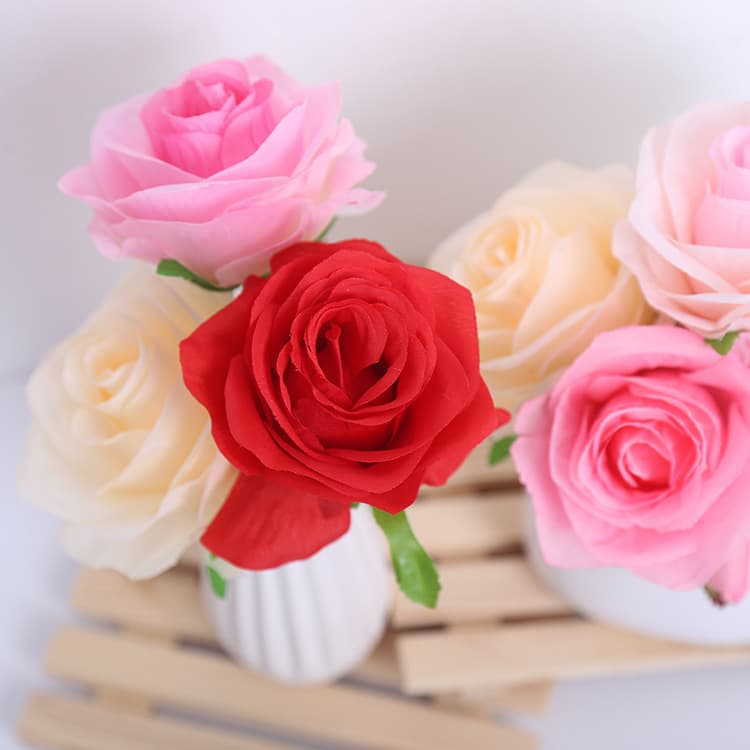 Manufacturer direct sales rose head simulated rose flowers wholesale DIY silk cloth fake flower wall artificial wedding flower material 3