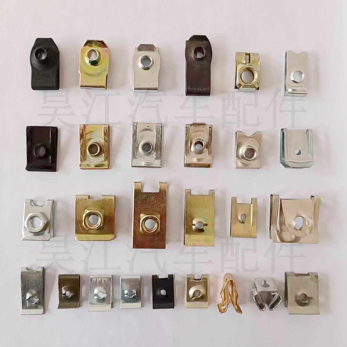 Car license plate screw iron plate, self-tapping base, U-shaped clip, metal fixing clip, nut clip 1