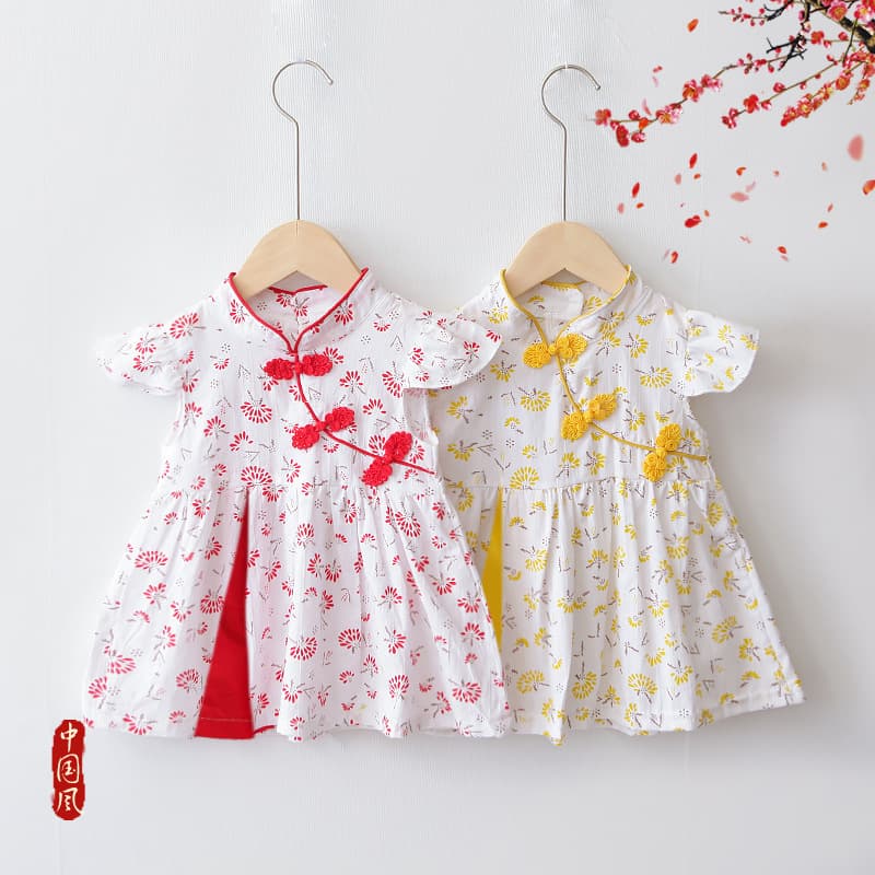 Dress girl's, skirt, children's thin summer clothing, cheongsam, small princess costume, Chinese style 4