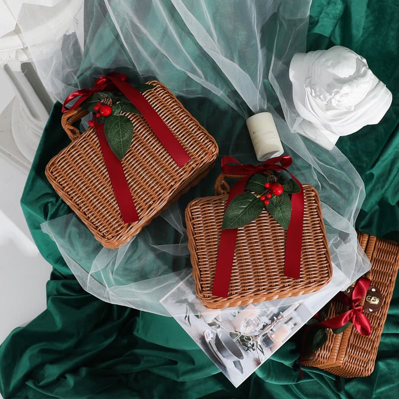 Creative rattan and bamboo gift box wedding bridesmaid souvenir wedding supplies birthday holiday gift box gift box 2