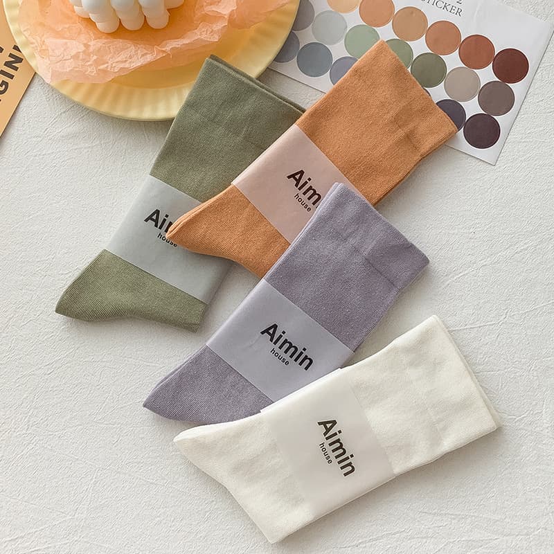 Japanese socks, solid color women's high boots for pregnant, mid-length, Korean style 1