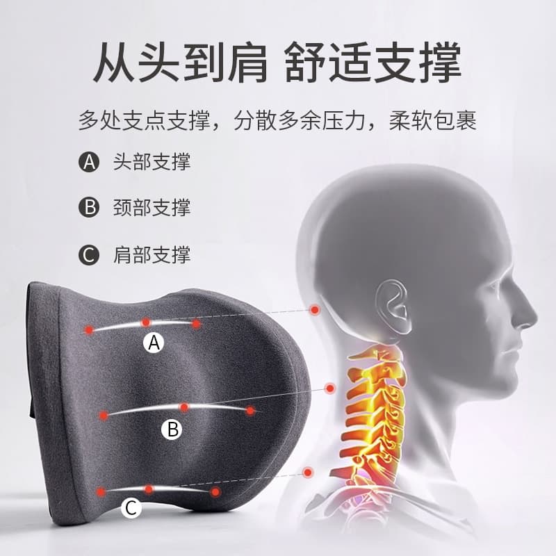 Memory foam car headrest and waist support set Car office seat head, neck and waist pressure support cushion 4