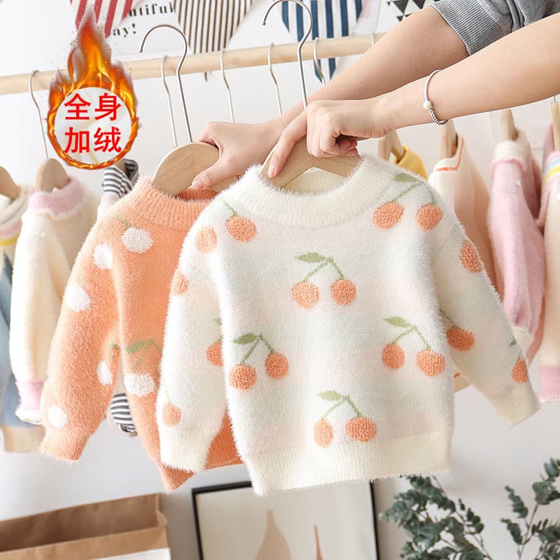 Children's knitted demi-season sweater girl's, western style, Korean style, increased thickness 2