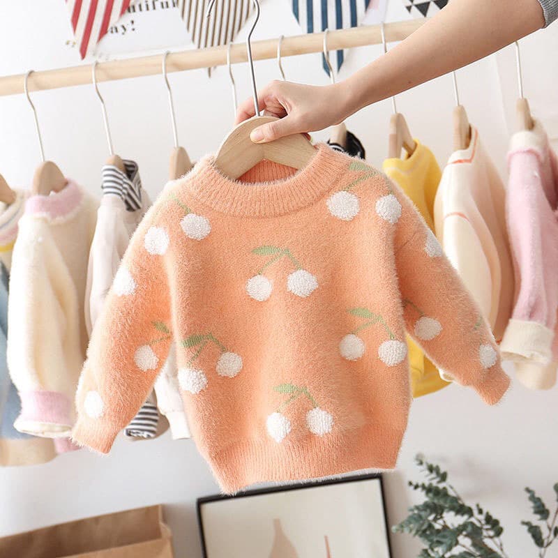 Children's knitted demi-season sweater girl's, western style, Korean style, increased thickness 3