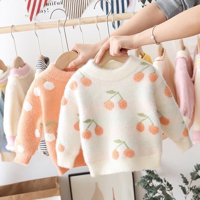 Children's knitted demi-season sweater girl's, western style, Korean style, increased thickness 1