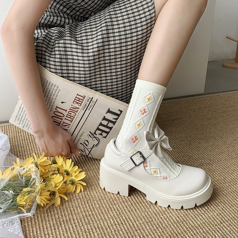 Mary Zhen small leather shoes 2024 new thick-soled British style women's shoes for spring and autumn versatile skirt high heels 4