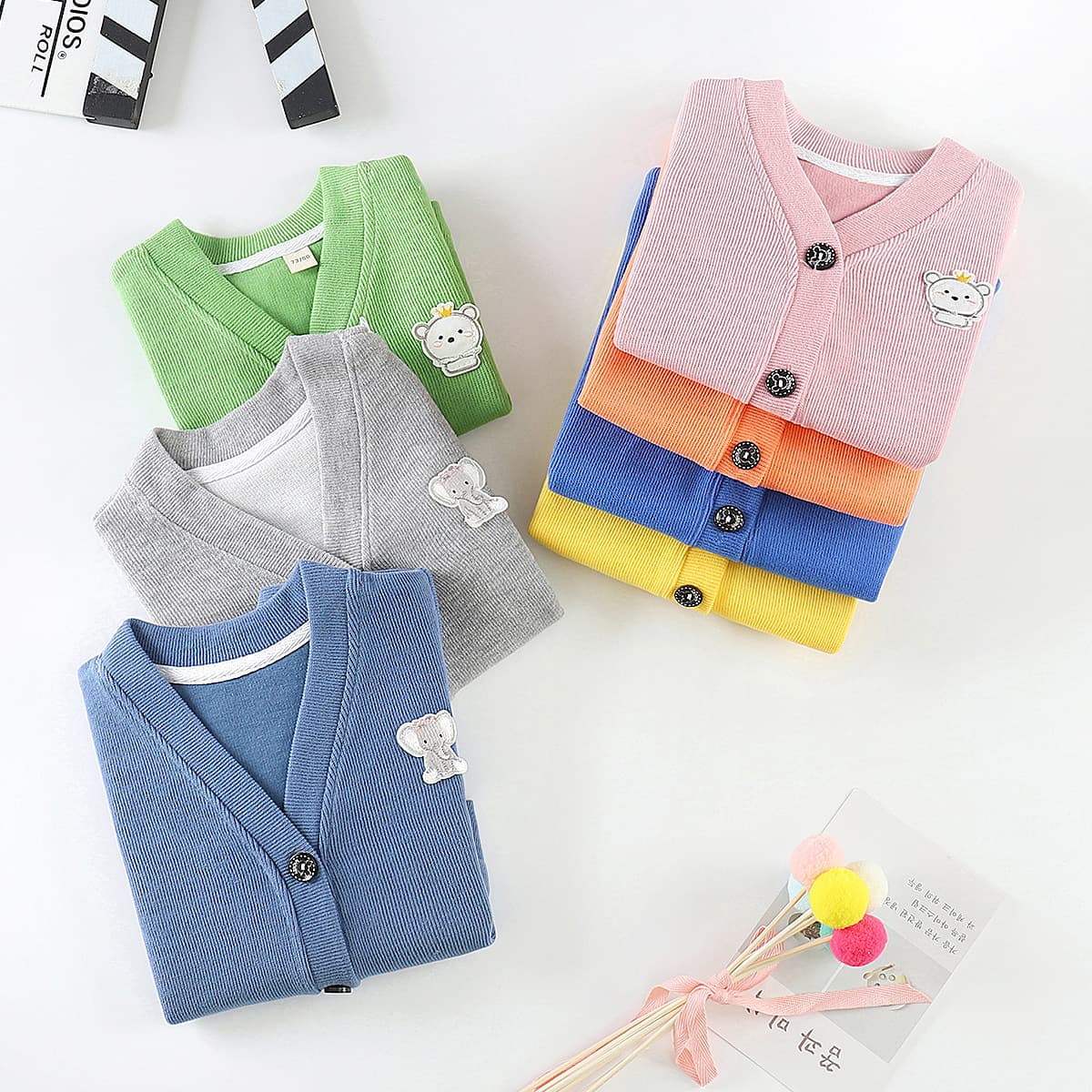 Fleece children's knitted sweater, cardigan for boys girl's, long-sleeve, suitable for spring and autumn, V-neckline 3