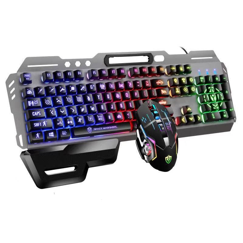 Void with hand rest USB port luminous metal game mechanical feel knob game keyboard mouse cross-border set 2