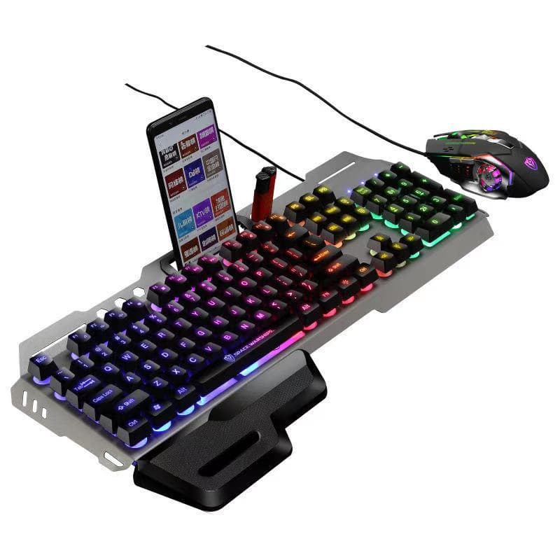 Void with hand rest USB port luminous metal game mechanical feel knob game keyboard mouse cross-border set 5
