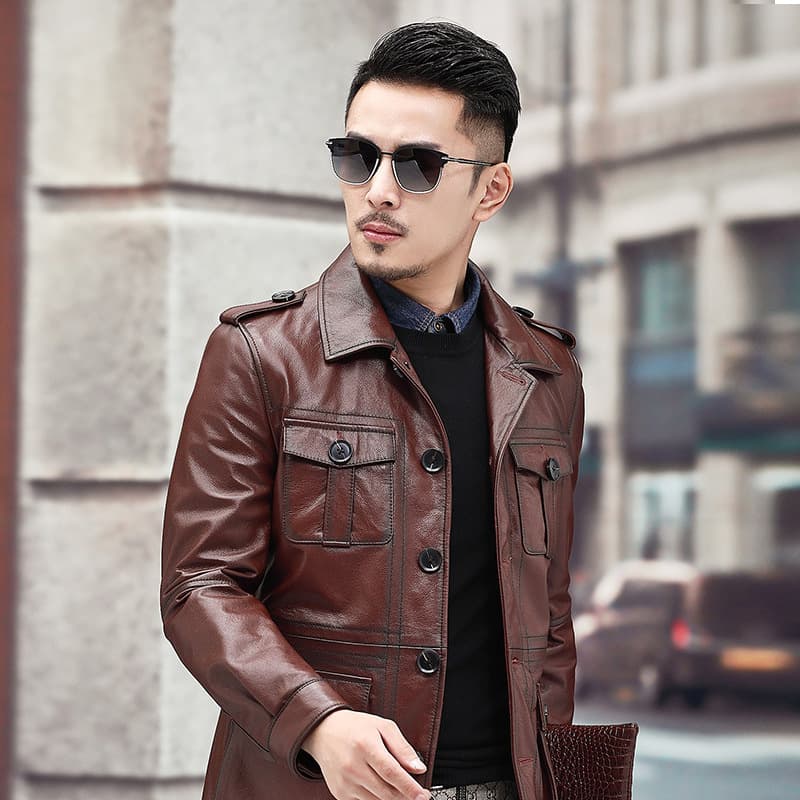 Leather short jacket, genuine leather, cowhide, Korean style 3