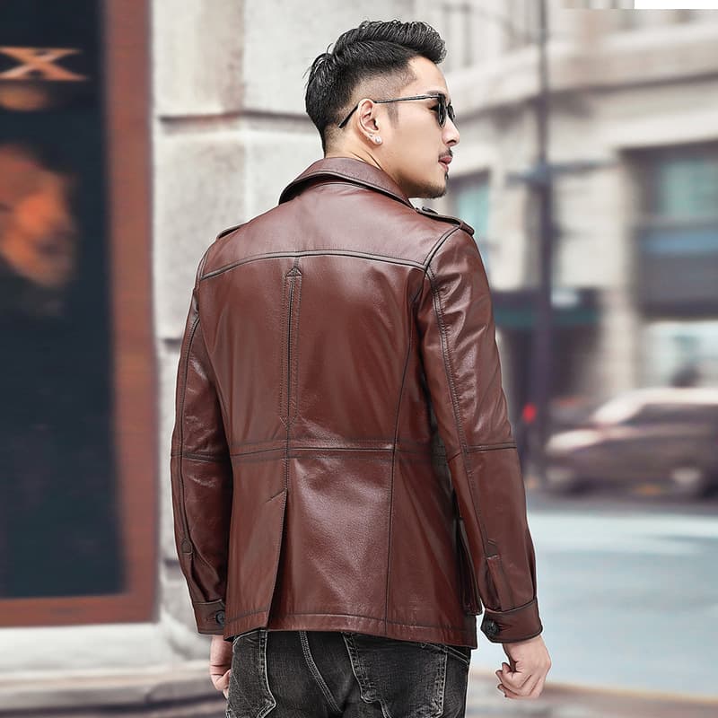 Leather short jacket, genuine leather, cowhide, Korean style 4