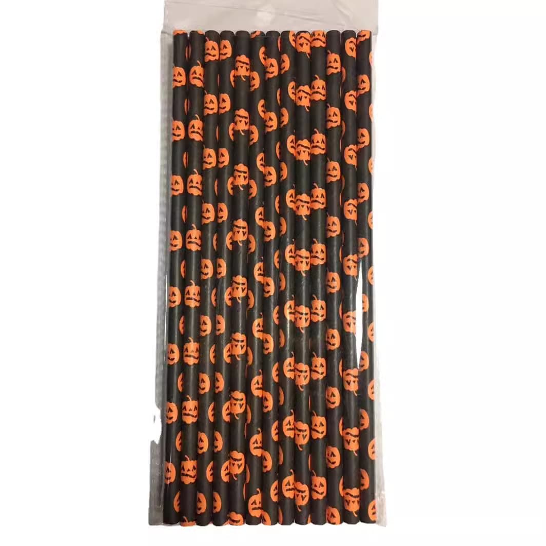 Degradable disposable righteous Ukraine Halloween straws, color skeleton party dessert dessert decorative beverages suction 3