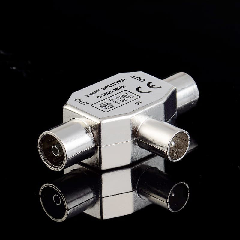 Metal RF TV Adapter Video Connector Splitter 2